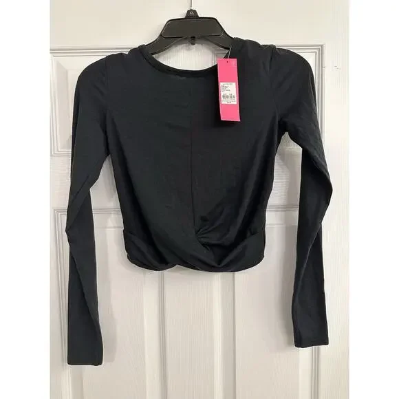 NWT Lilly Pulitzer Luxletic Greer Cropped Top Women's Size XXS in Onyx Black - Picture 2 of 9